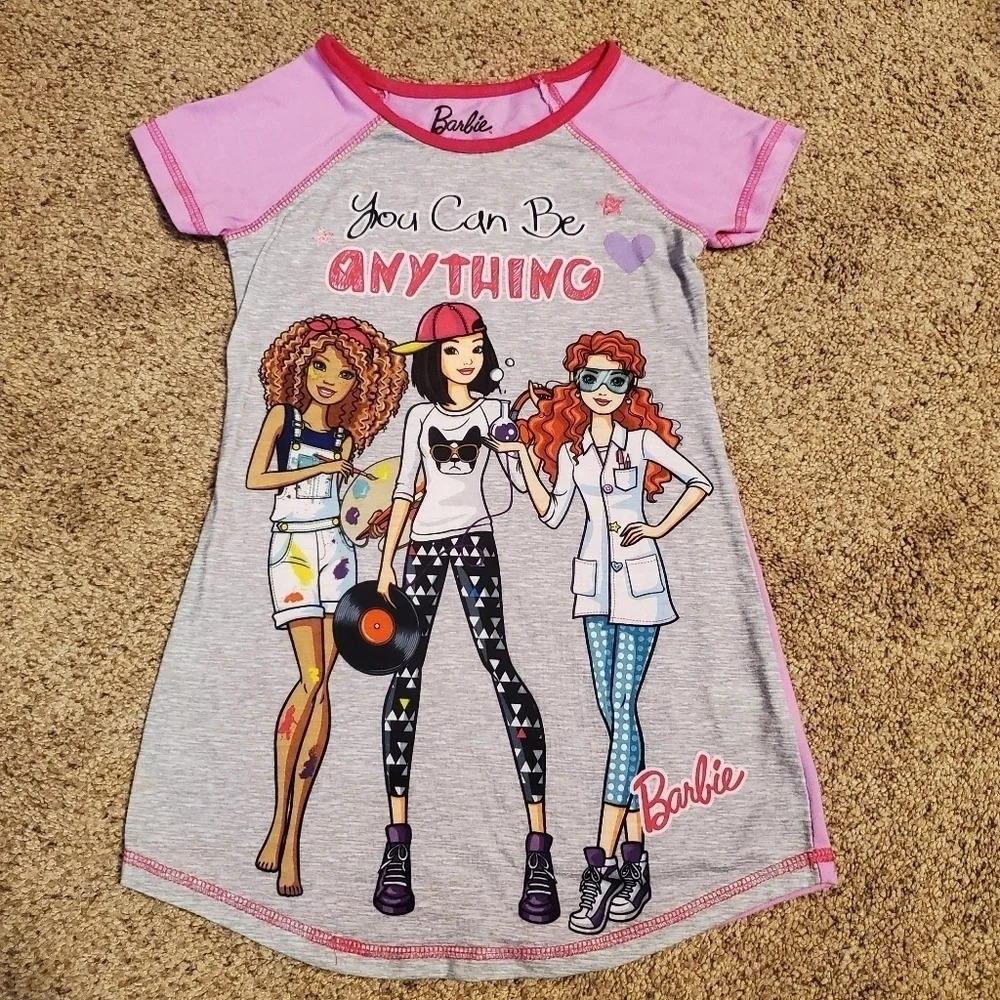 Barbie Girl Short Sleeve Nightgown PJs XS 4/5